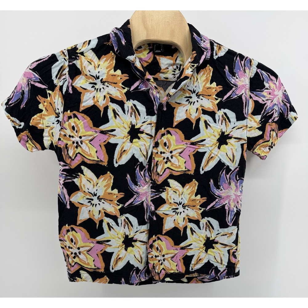 Y2K Forever 21 Hawaiian Shirt Men's Size S 100% Viscose Floral Tropical Aloha